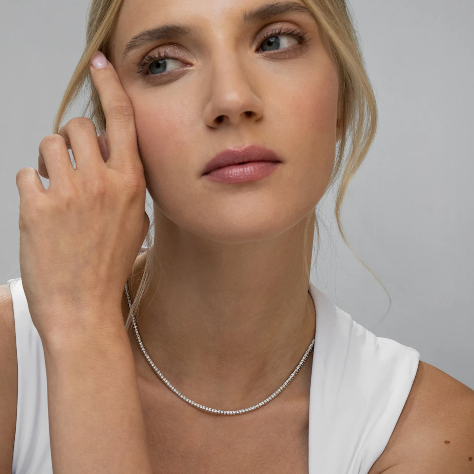 2.50ct Lab Diamond Tennis Necklace in 9K White Gold H/SI