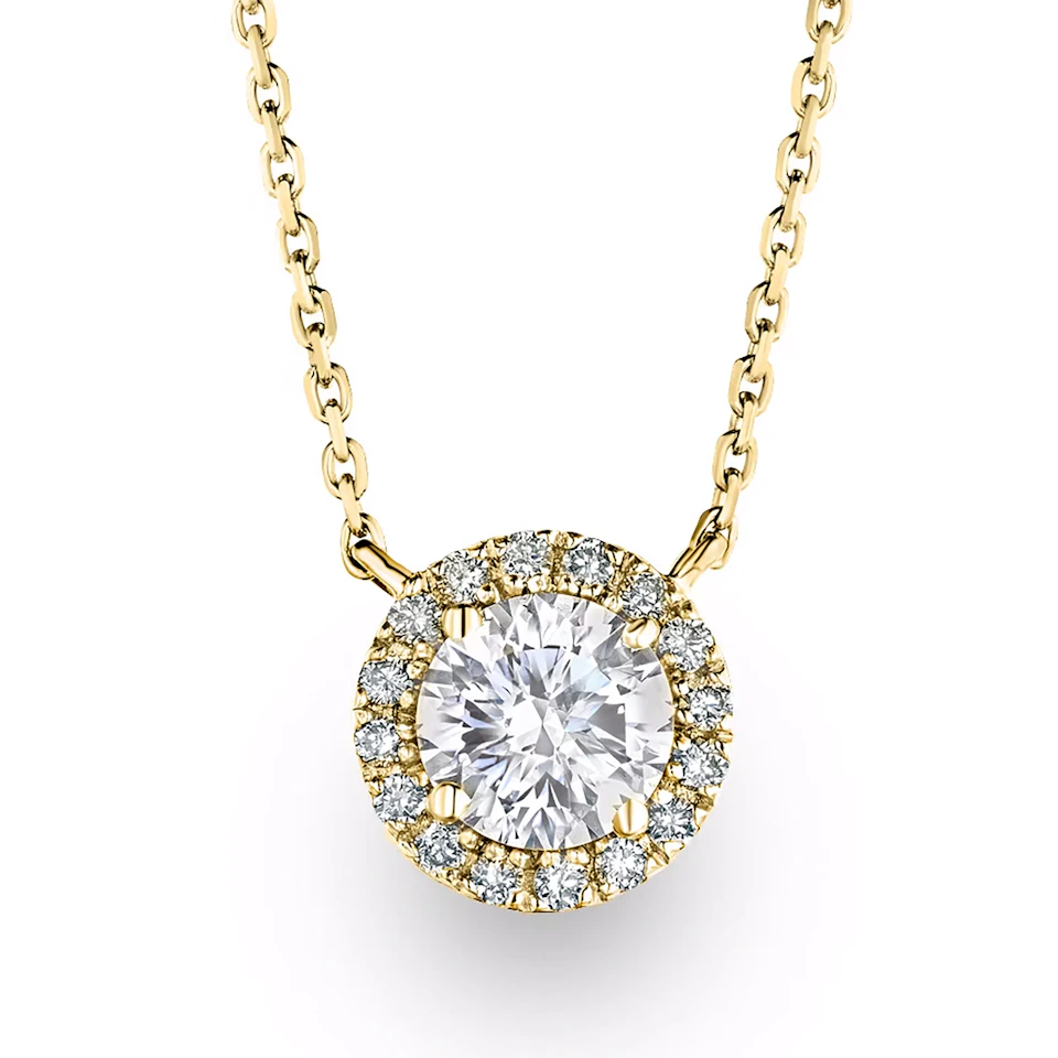Lumia Lab Diamond Halo Necklace 1.30ct F/VS in 9K Gold