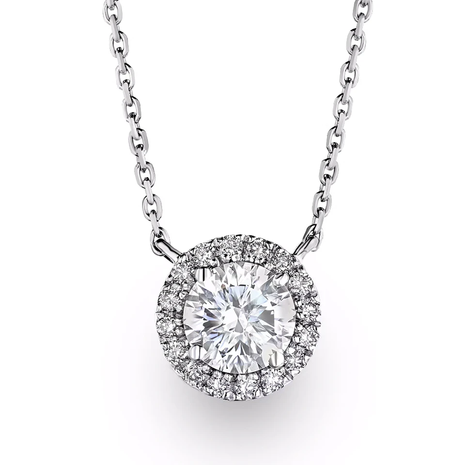 Lumia Lab Diamond Halo Necklace 1.30ct F/VS in 9K White Gold