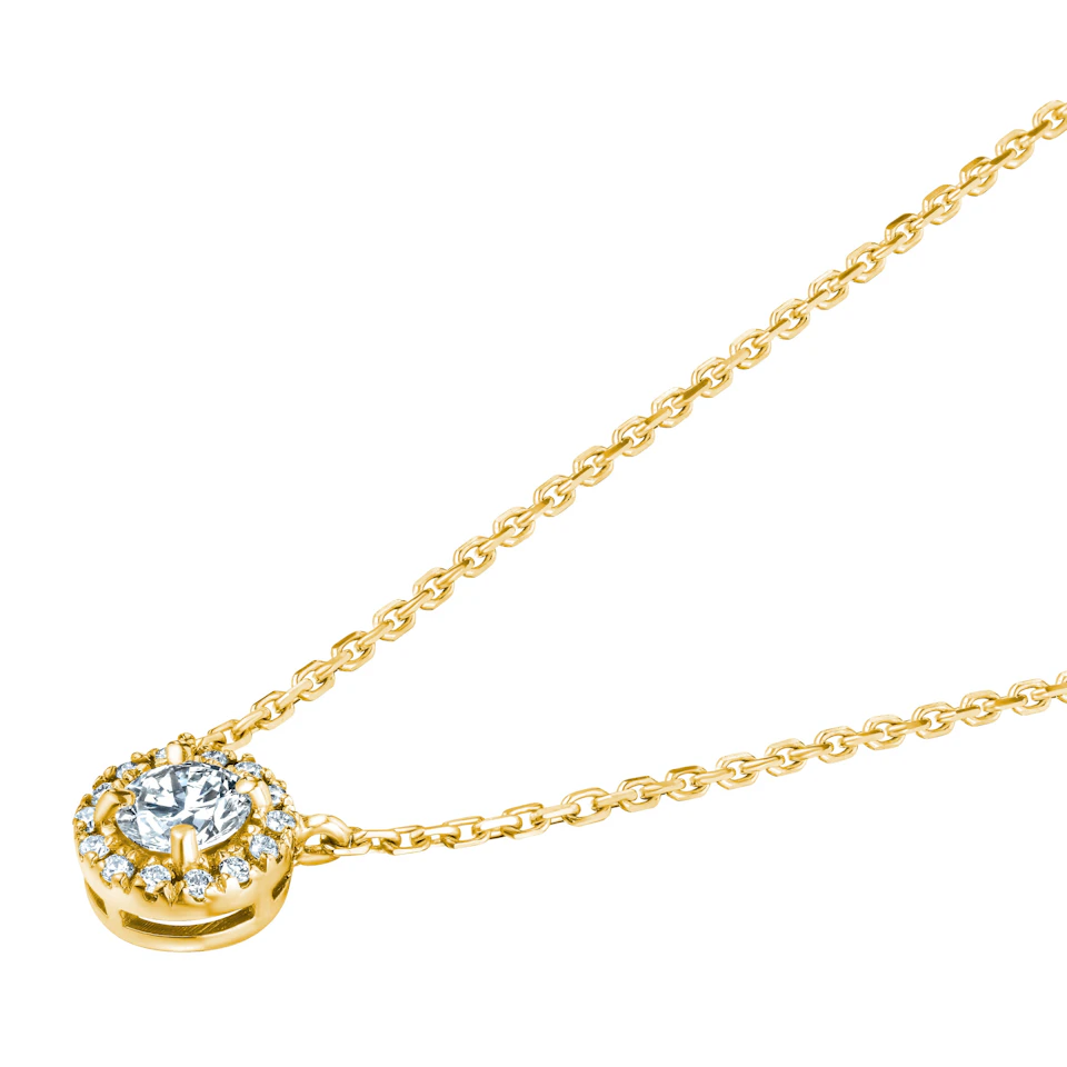 Lumia Lab Diamond Halo Necklace 0.40ct F/VS in 9K Gold