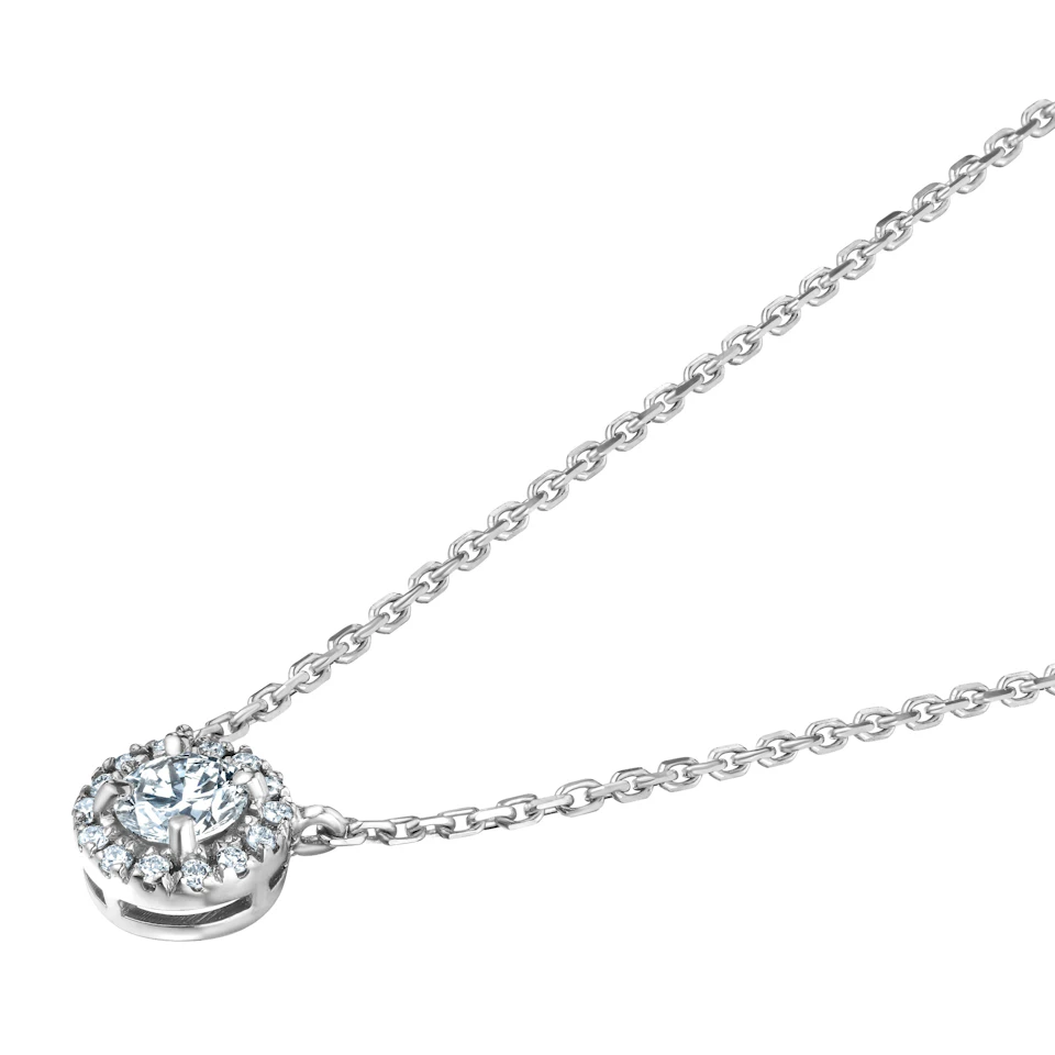 Lumia Lab Diamond Halo Necklace 0.40ct F/VS in 9K White Gold