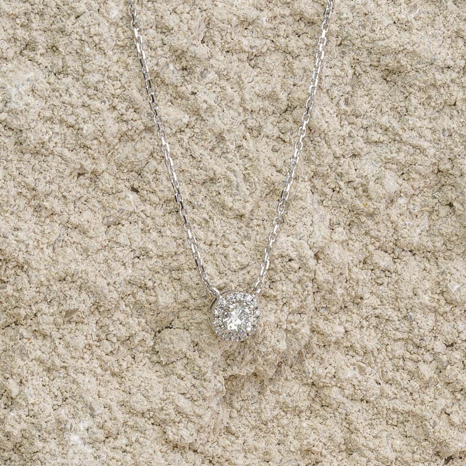 Lumia Lab Diamond Halo Necklace 0.40ct F/VS in 9K White Gold