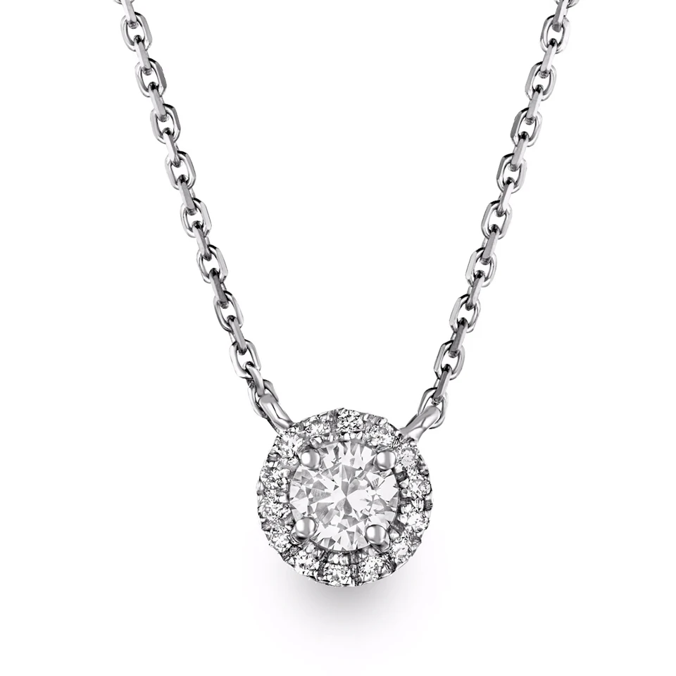 Lumia Lab Diamond Halo Necklace 0.40ct F/VS in 9K White Gold