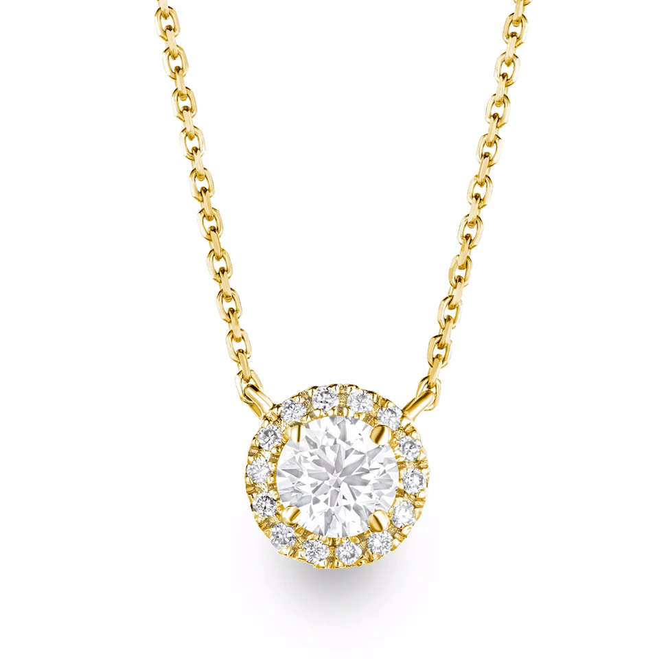 Lumia Lab Diamond Halo Necklace 0.70ct F/VS in 9K Gold