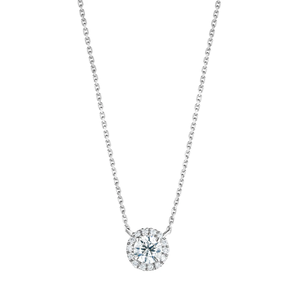Lumia Lab Diamond Halo Necklace 0.70ct F/VS in 9K White Gold