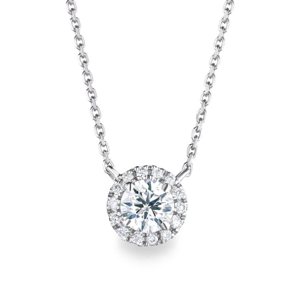 Lumia Lab Diamond Halo Necklace 0.70ct F/VS in 9K White Gold
