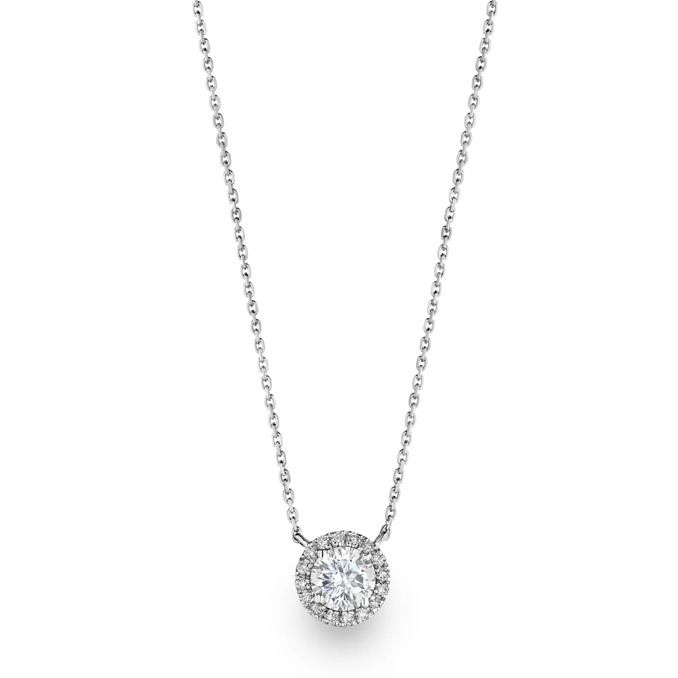 Lumia Lab Diamond Halo Necklace 1.00ct F/VS in 9K White Gold