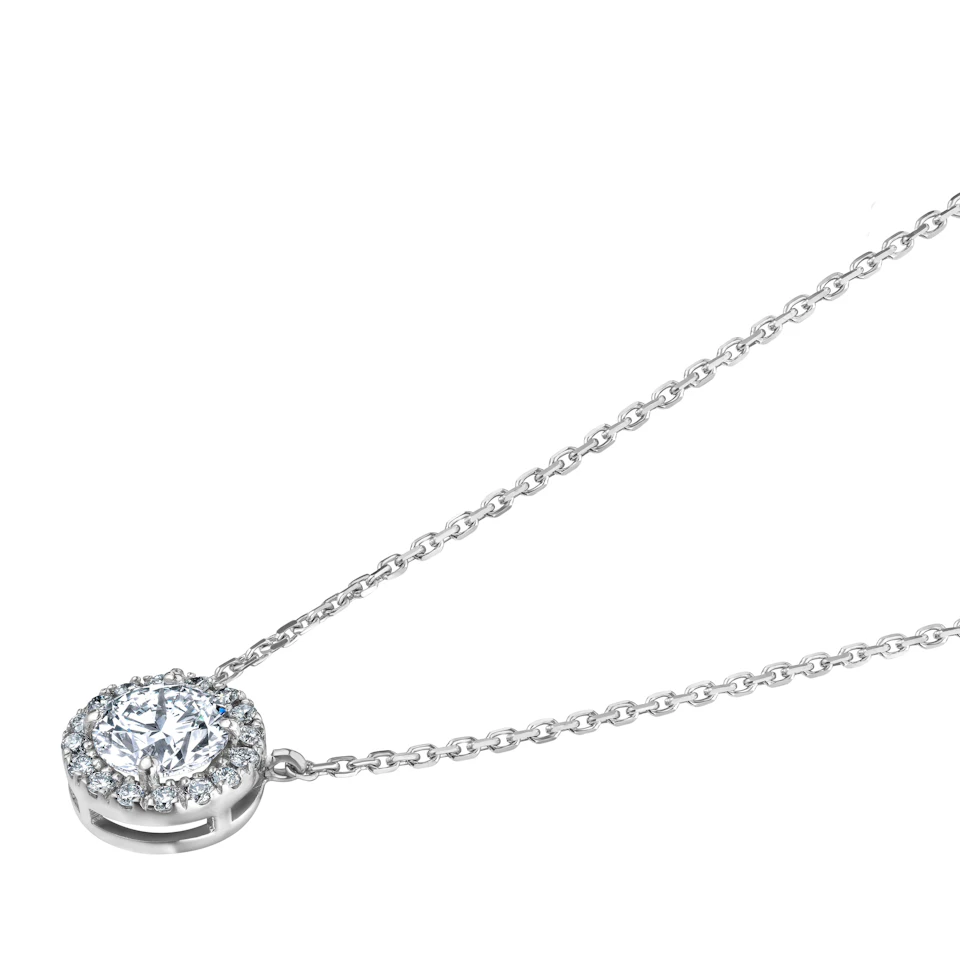 Lumia Lab Diamond Halo Necklace 1.30ct F/VS in 9K White Gold