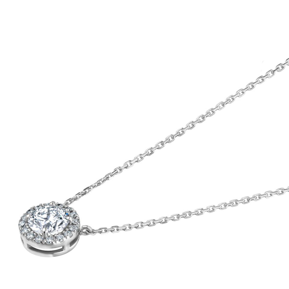 Lumia Lab Diamond Halo Necklace 1.00ct F/VS in 9K White Gold