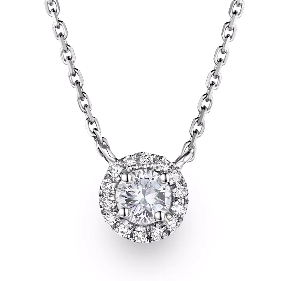 Lumia Lab Diamond Halo Necklace 1.00ct F/VS in 9K White Gold