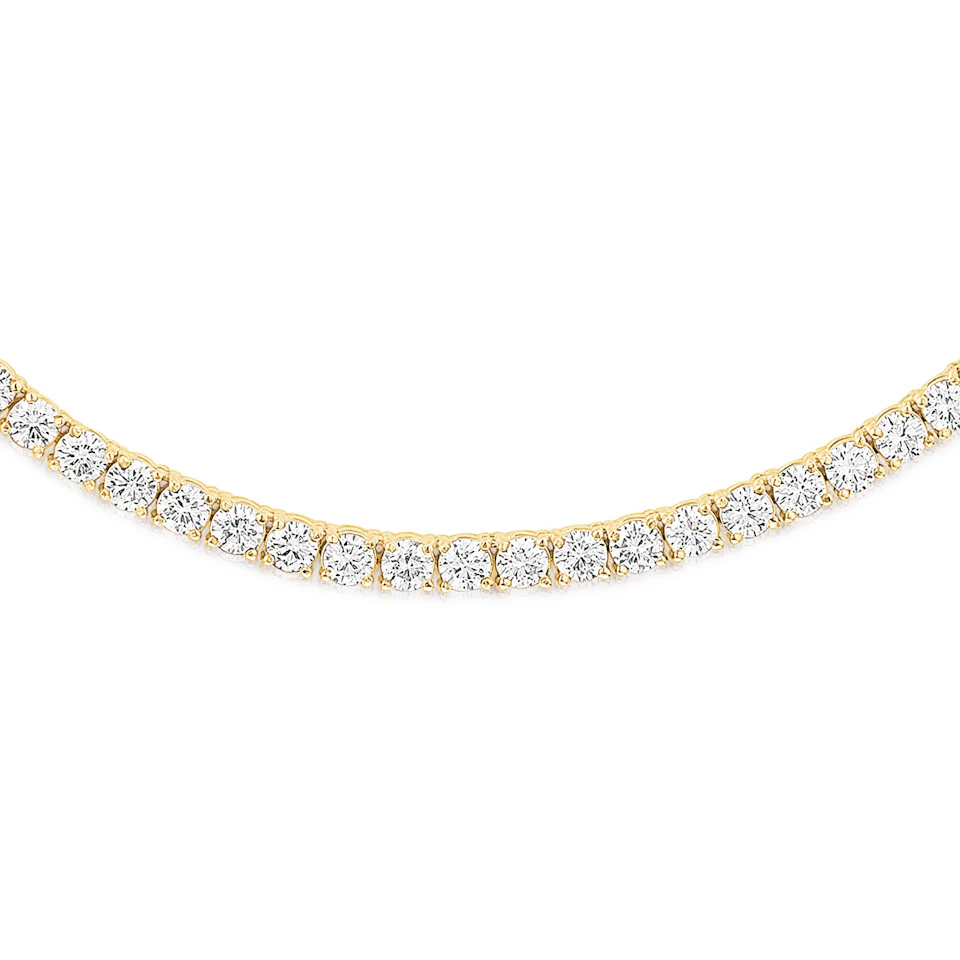 10.00ct Lab Diamond Tennis Necklace 3/4 Set in 9K Yellow Gold F/VS