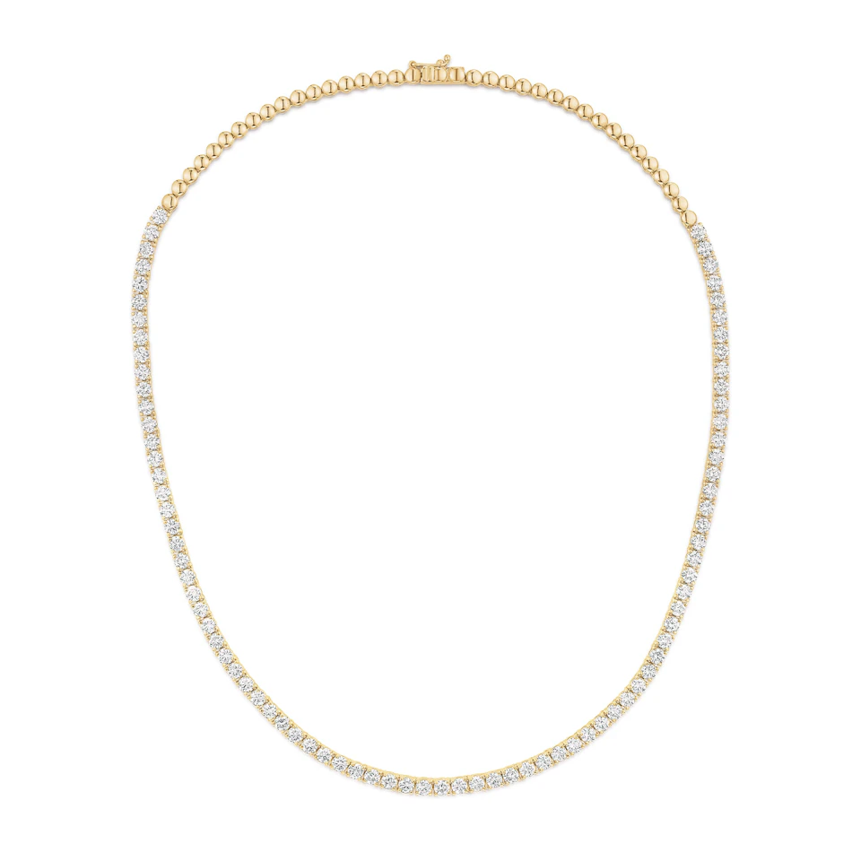 10.00ct Lab Diamond Tennis Necklace 3/4 Set in 9K Yellow Gold F/VS