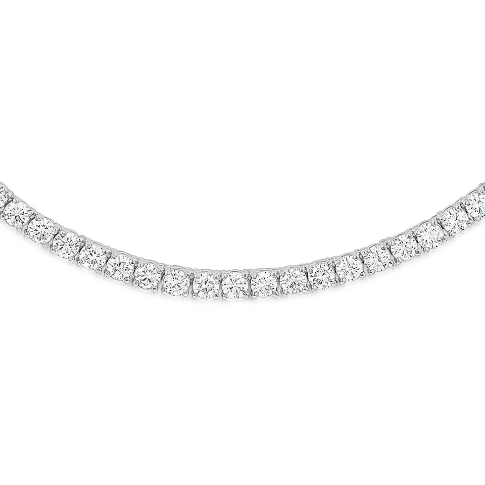 10.00ct Lab Diamond Tennis Necklace 3/4 Set in 9K White Gold F/VS