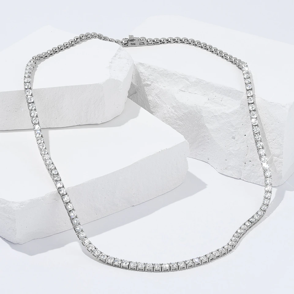 10.00ct Lab Diamond Tennis Necklace 3/4 Set in 9K White Gold F/VS