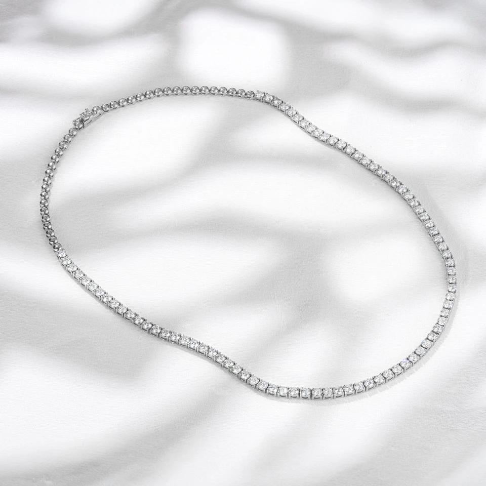 10.00ct Lab Diamond Tennis Necklace 3/4 Set in 9K White Gold F/VS