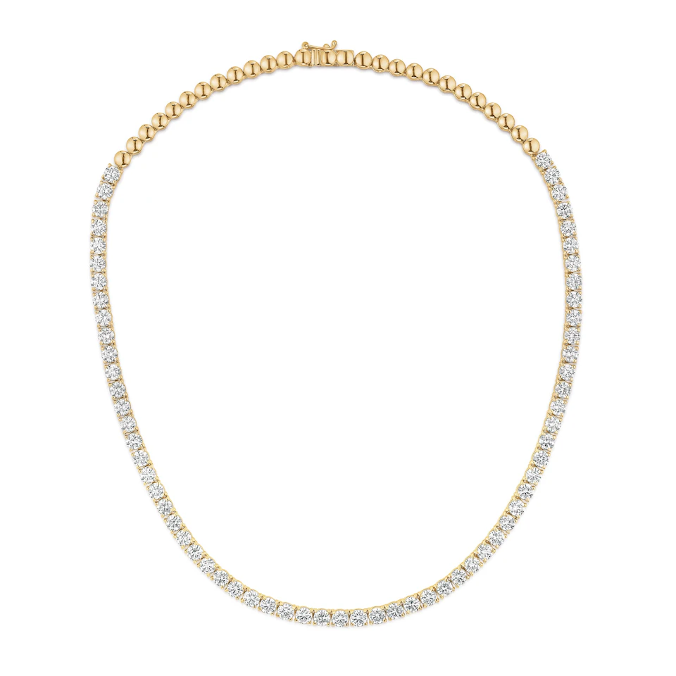 15.00ct Lab Diamond Tennis Necklace 3/4 Set in 9K Yellow Gold F/VS
