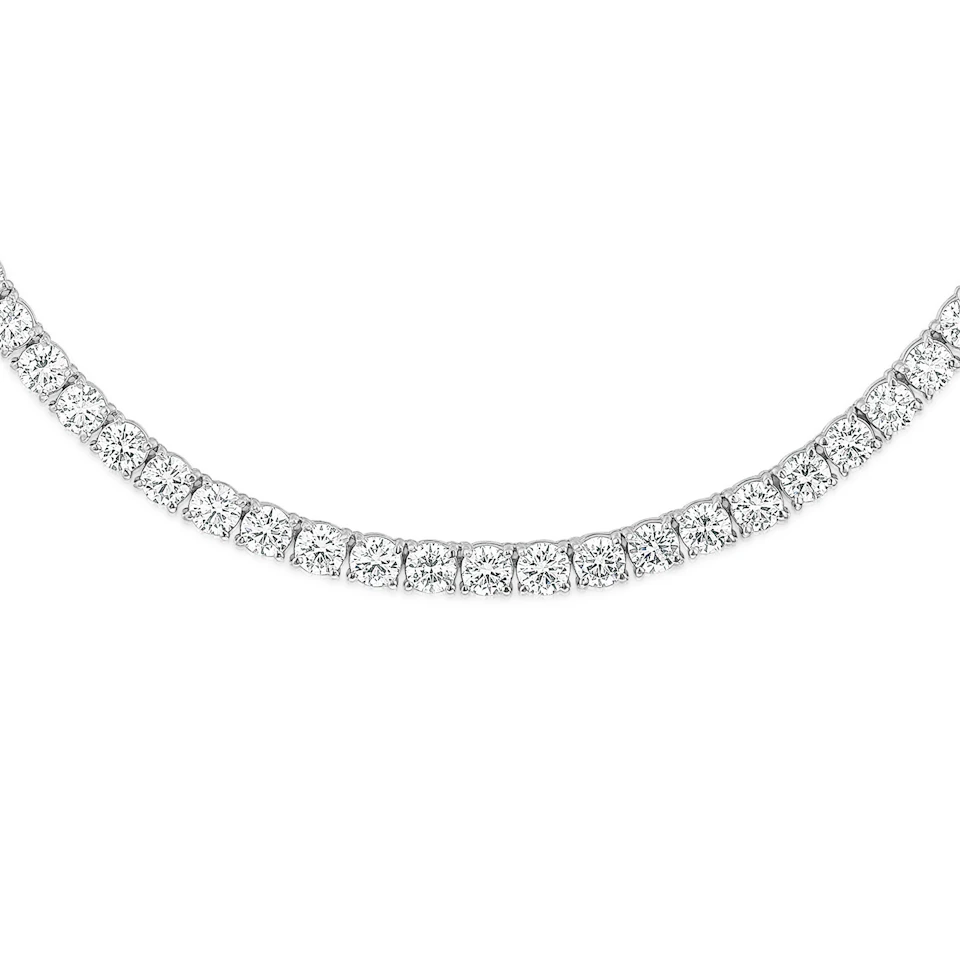 15.00ct Lab Diamond Tennis Necklace 3/4 Set in 9K White Gold F/VS