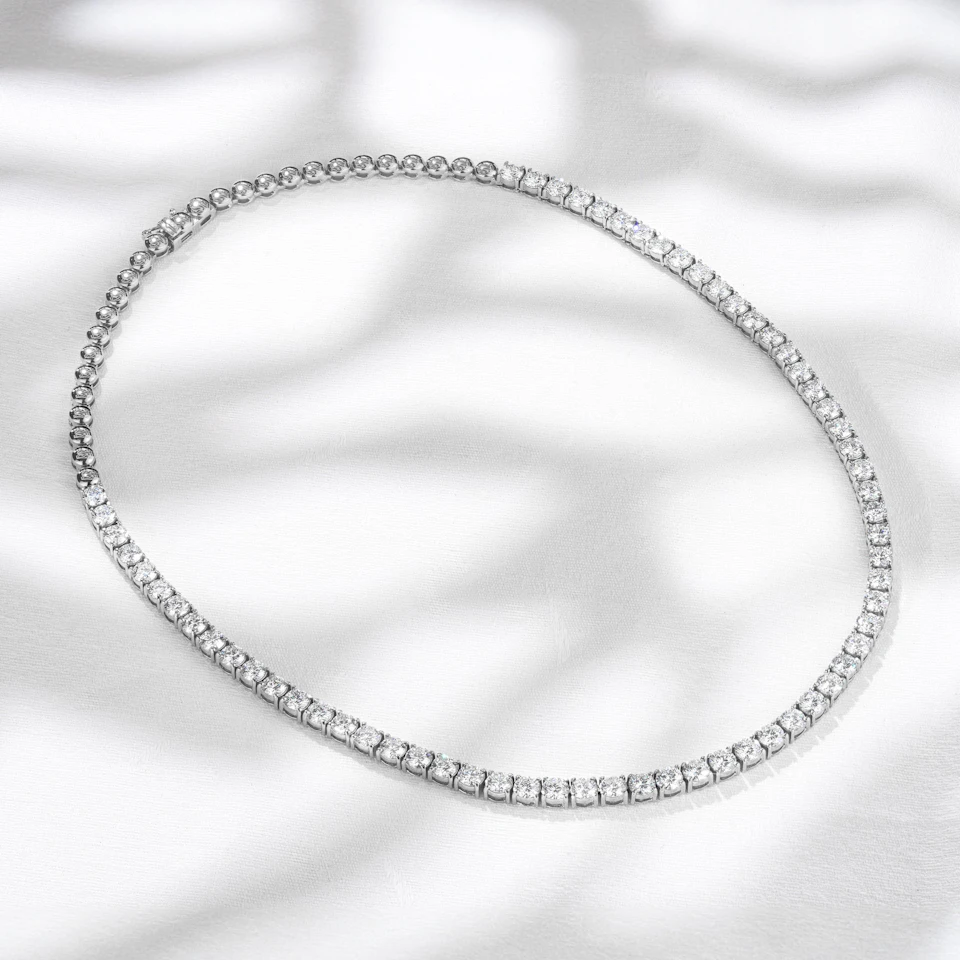 15.00ct Lab Diamond Tennis Necklace 3/4 Set in 9K White Gold F/VS
