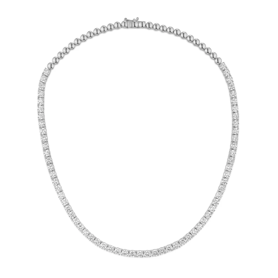 15.00ct Lab Diamond Tennis Necklace 3/4 Set in 9K White Gold F/VS