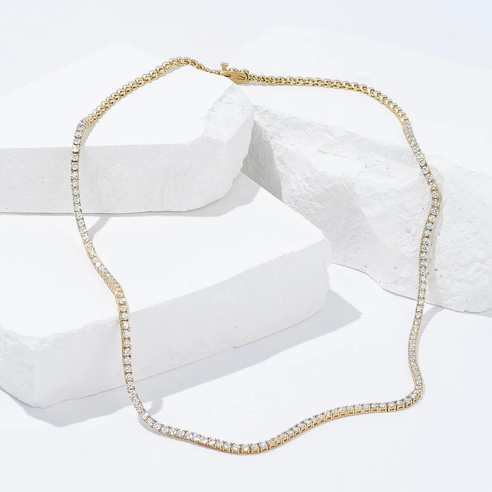 5.00ct Lab Diamond Tennis Necklace 3/4 Set in 9K Gold F/VS