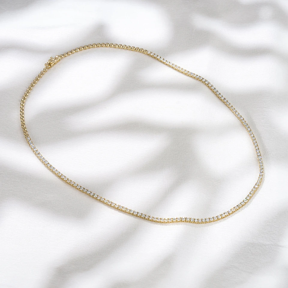 5.00ct Lab Diamond Tennis Necklace 3/4 Set in 9K Gold F/VS