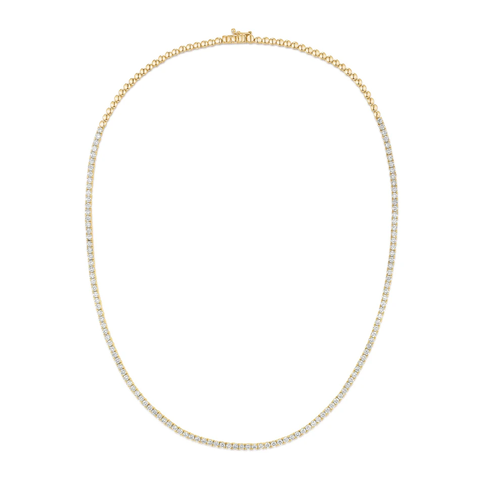 5.00ct Lab Diamond Tennis Necklace 3/4 Set in 9K Gold F/VS
