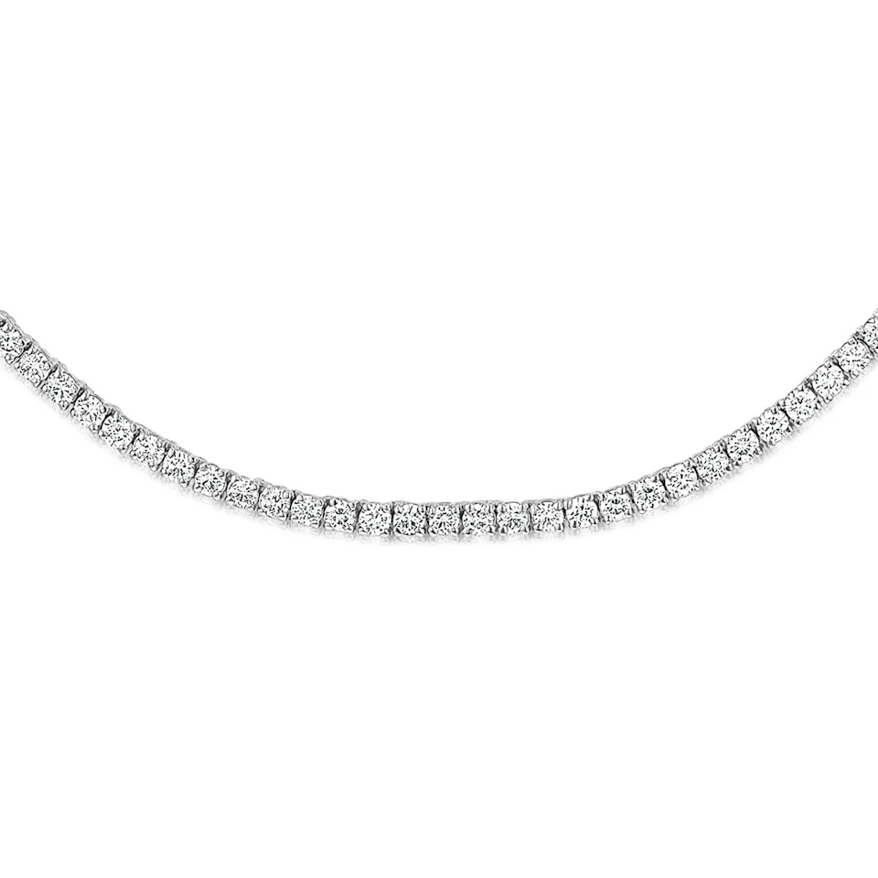 5.00ct Lab Diamond Tennis Necklace 3/4 Set in 9K White Gold F/VS