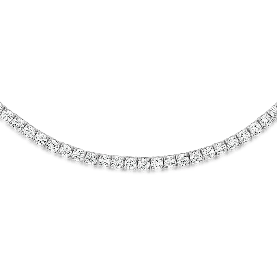 7.00ct Lab Diamond Tennis Necklace 3/4 Set in 9K White Gold F/VS