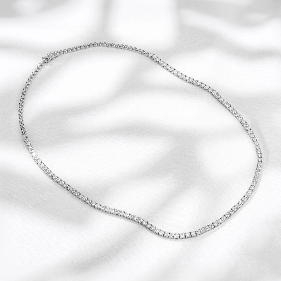 7.00ct Lab Diamond Tennis Necklace 3/4 Set in 9K White Gold F/VS