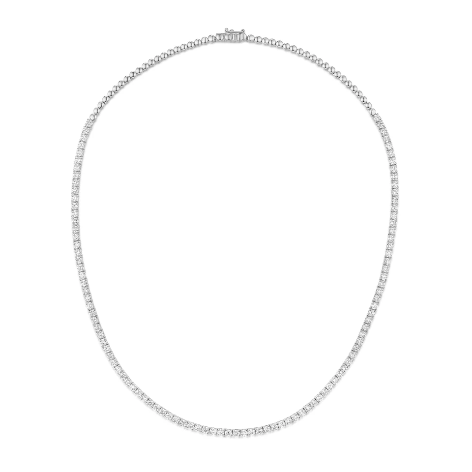 7.00ct Lab Diamond Tennis Necklace 3/4 Set in 9K White Gold F/VS