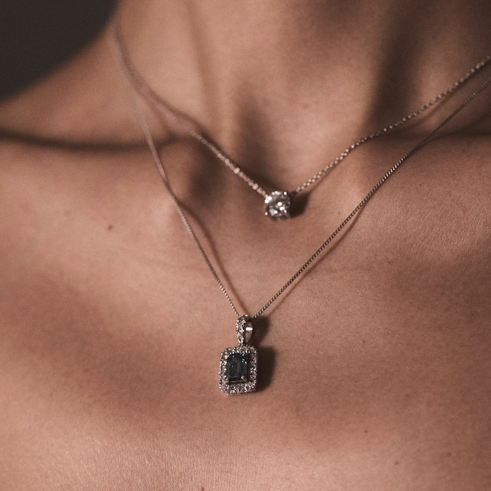 Wanderlust Floating Lab Diamond Solitaire Necklace 1.00ct H/SI in 9K White Gold
