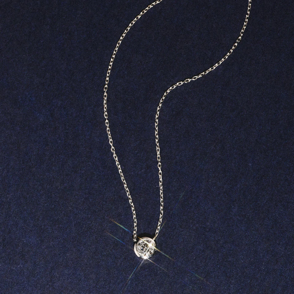 Horizon Round Cut Lab Diamond Solitaire Necklace 0.25ct H/SI in 9K White Gold