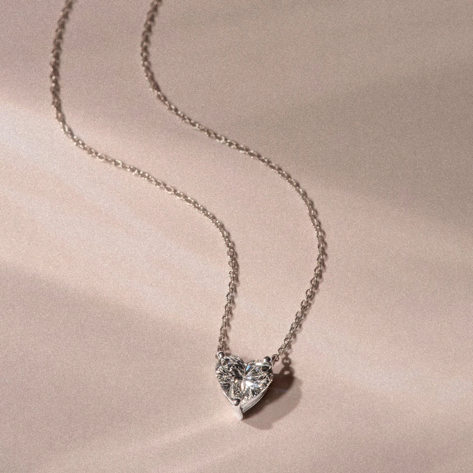 Wanderlust Floating Heart Cut Lab Diamond Solitaire Necklace 1.50ct H/SI in 9K White Gold