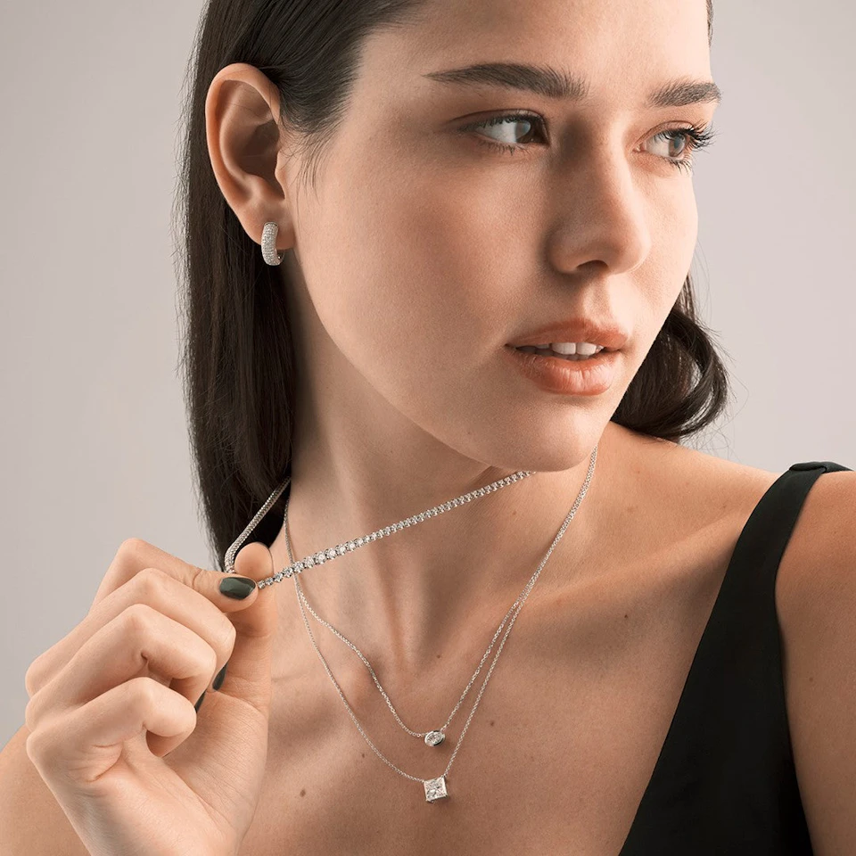 Lab Diamond Tennis Necklace 3ct H/Si Quality in 9K White Gold