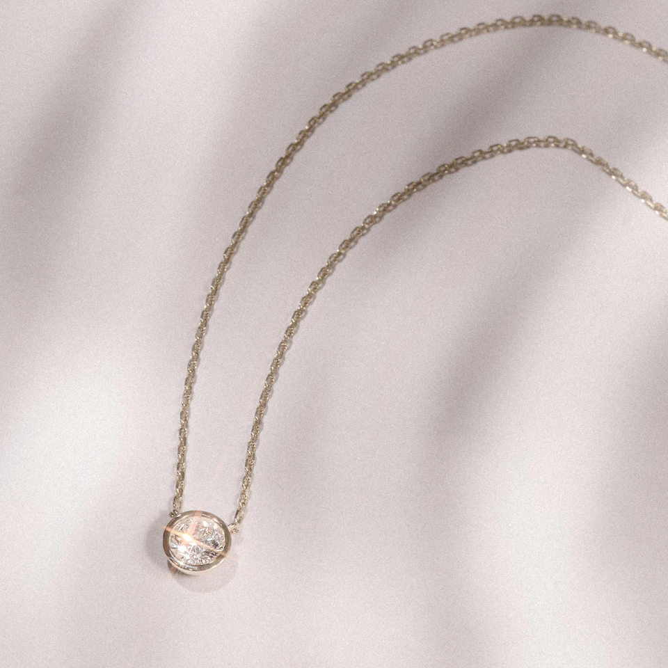 Horizon Round Cut Lab Diamond Solitaire Necklace 0.50ct H/SI in 9K Gold