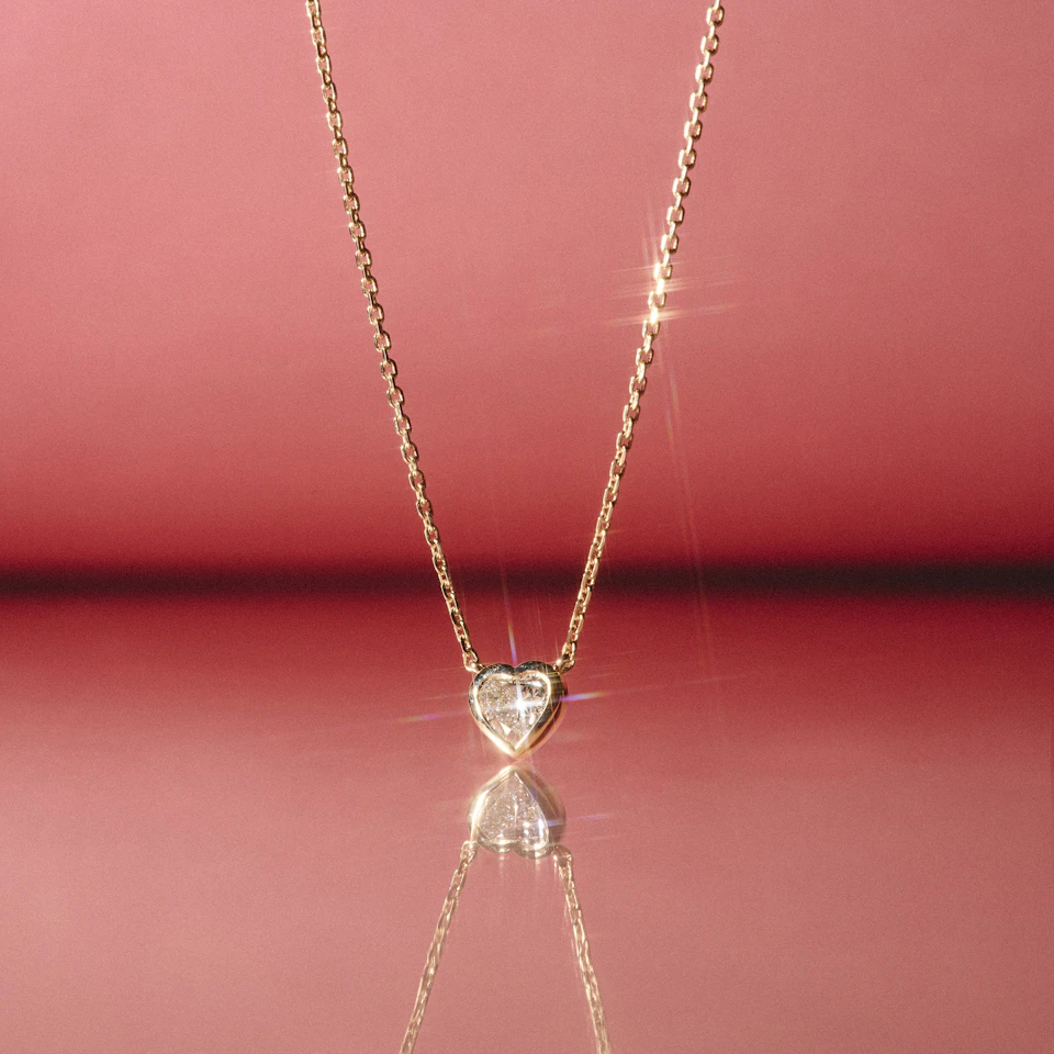 Horizon Heart Cut Lab Diamond Solitaire Necklace 0.25ct H/SI in 9K Gold