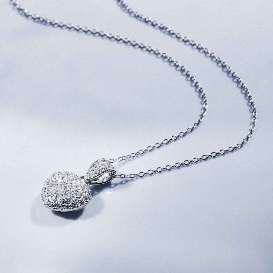 1.00ct Lab Diamond Heart Pendant Necklace H/SI Quality in 9K White Gold