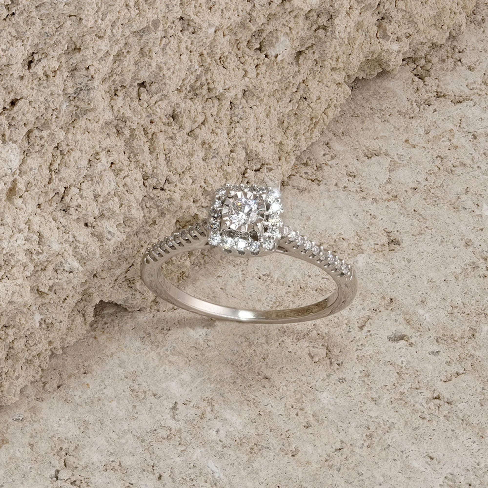 Masami Diamond Halo Engagement Ring 0.25ct Pave Set in 9K White Gold