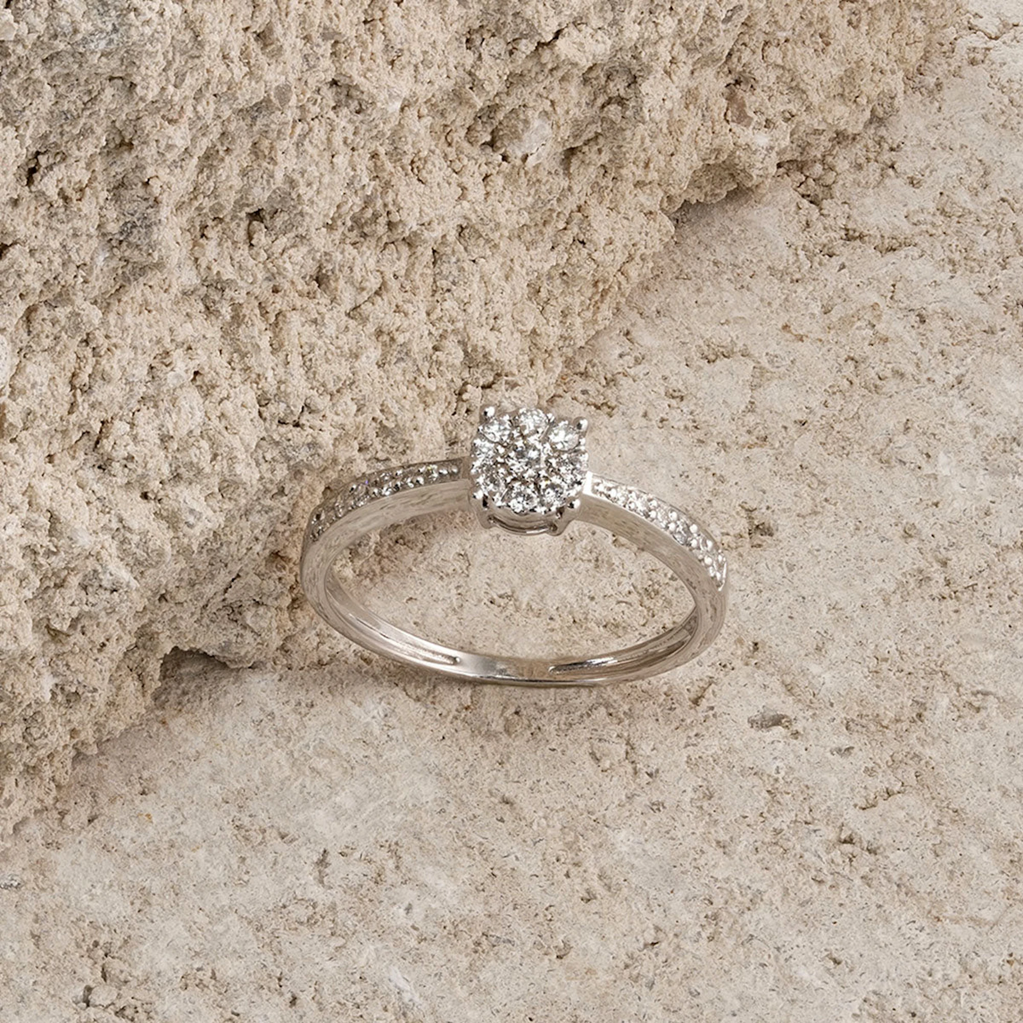 Masami Lab Diamond Engagement Ring 0.20ct Pave Set in 925 Sterling Silver