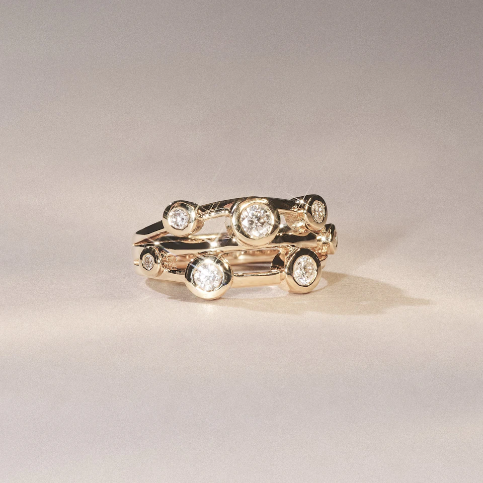 Lab Diamond Rain Drop Ring 0.50ct in 18K Gold Vermeil