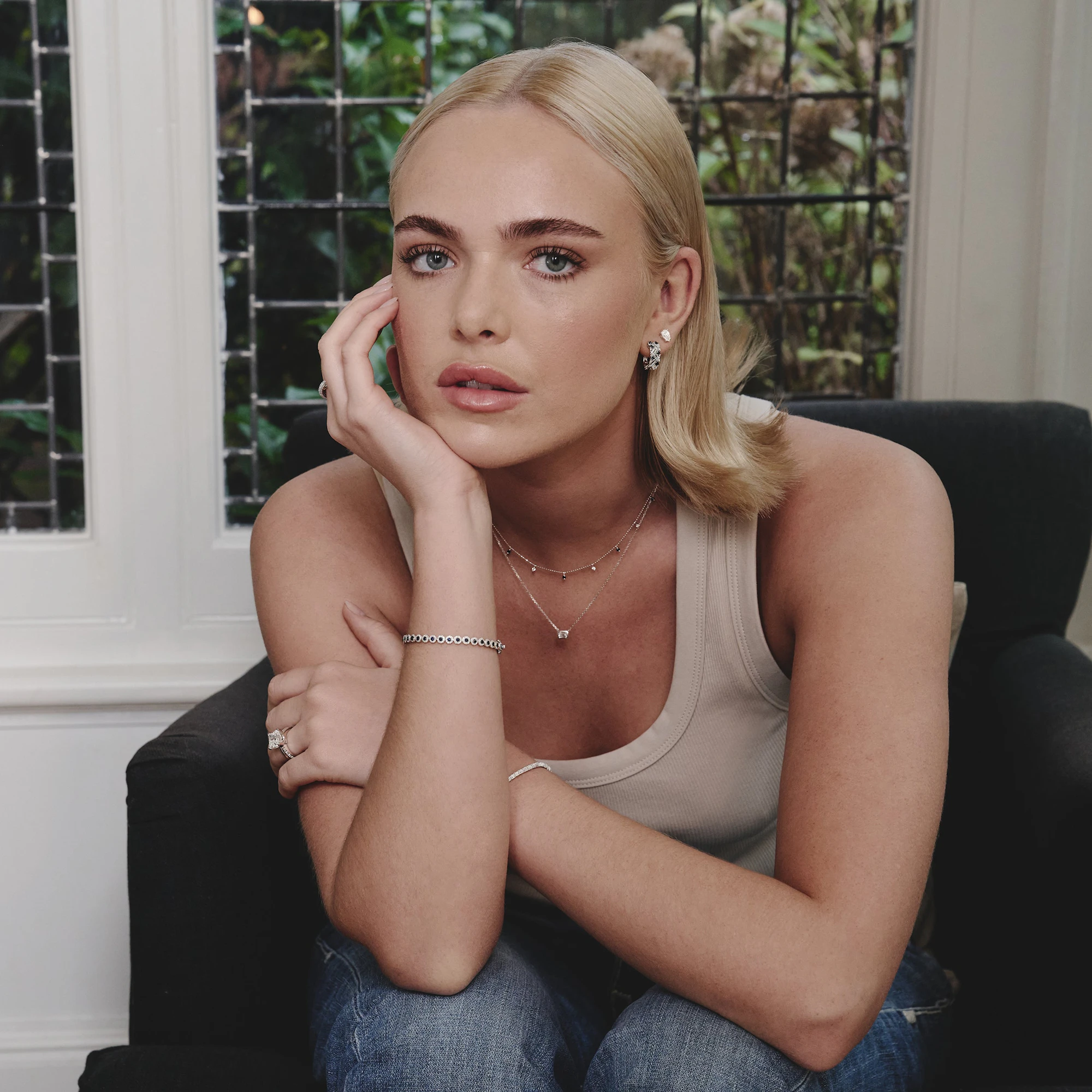 1.62ct Sapphire and 1ct Diamond Stellato Bracelet in 9K White Gold