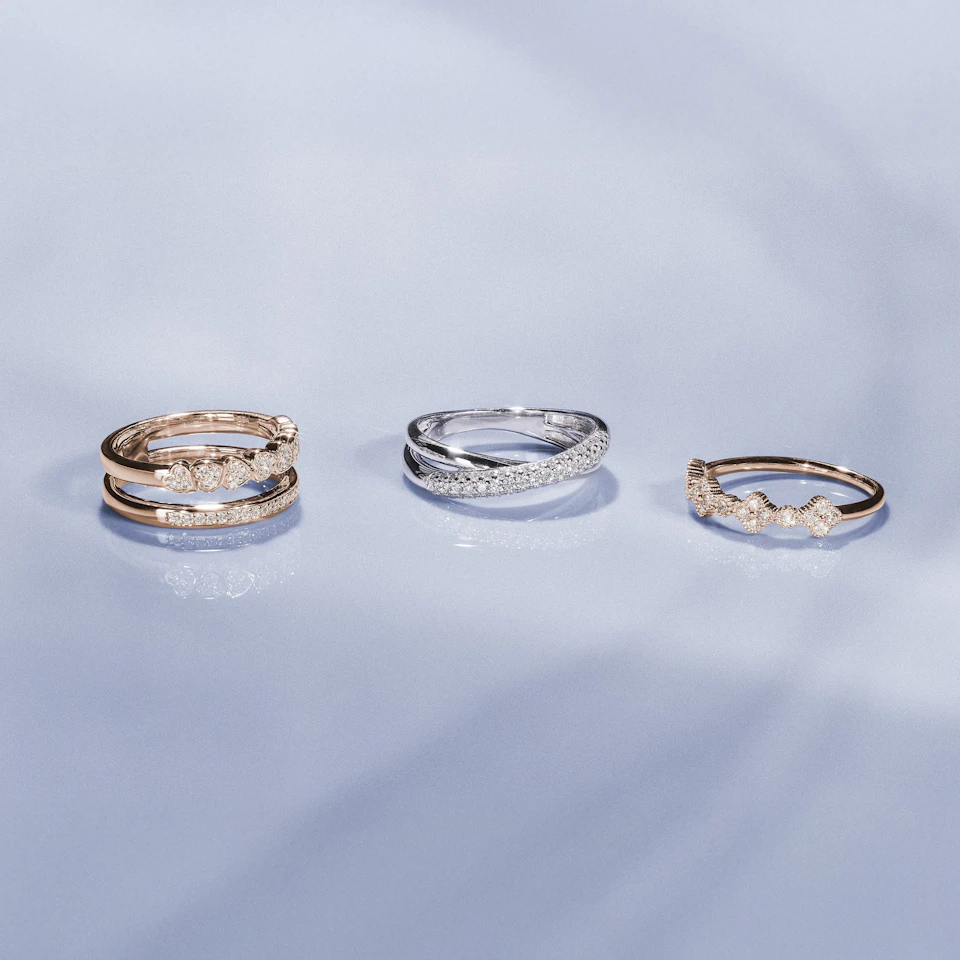 Crossover Set Lab Diamond Ring 0.35ct in 925 Silver