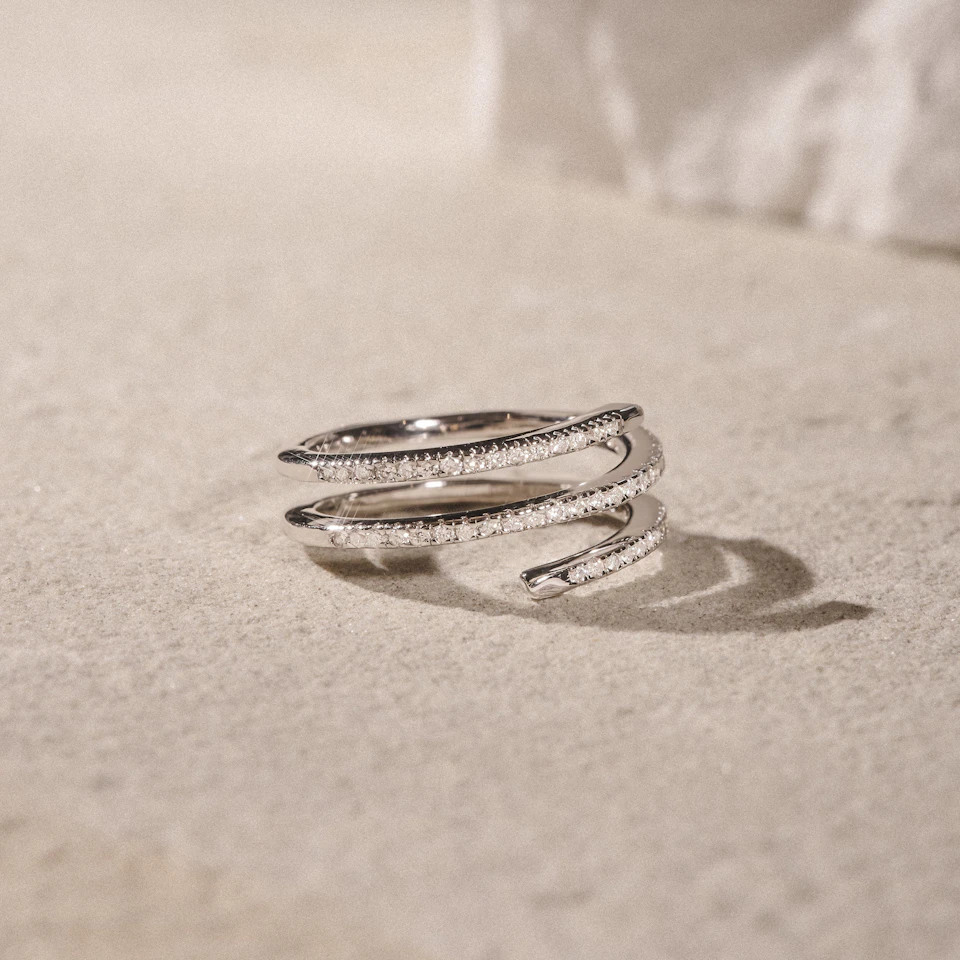 Lab Diamond Spiral Ring 0.25ct in 925 Silver