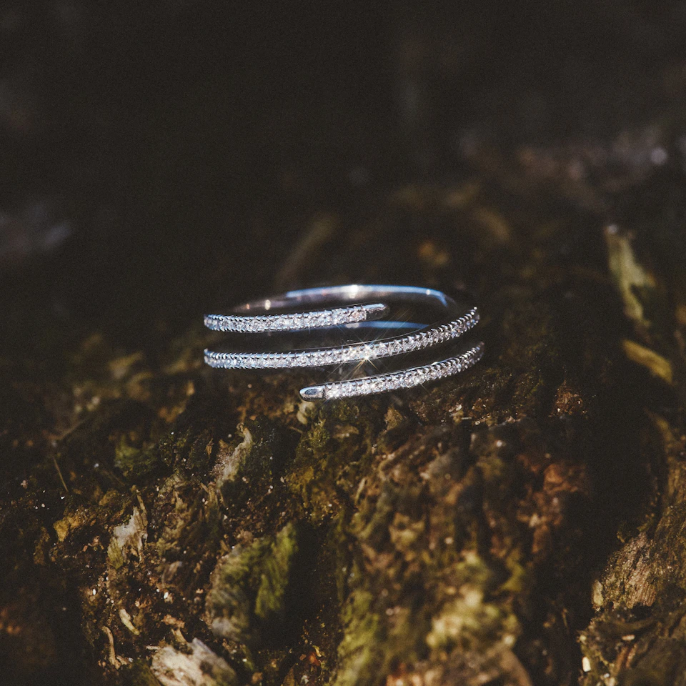 Lab Diamond Spiral Ring 0.25ct in 925 Silver