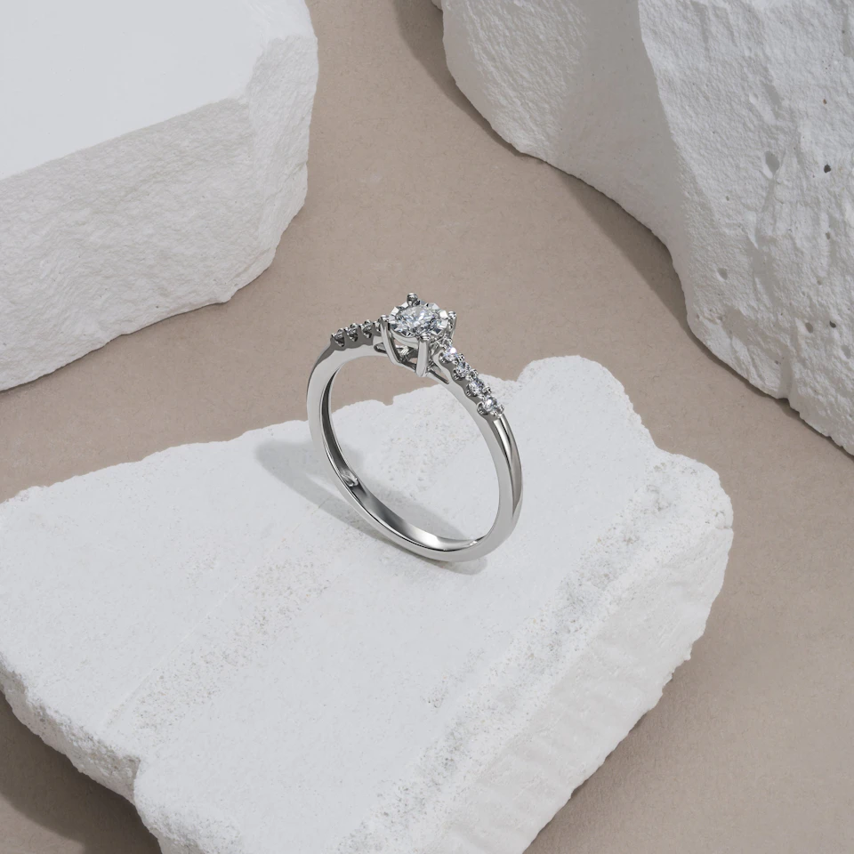 Lab Diamond Side Stone Engagement Ring 0.25ct H/Si in 9K White Gold