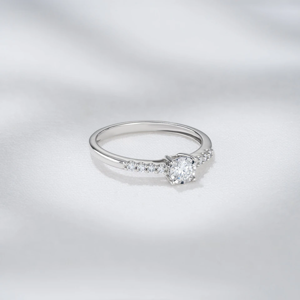 Lab Diamond Side Stone Engagement Ring 0.25ct H/Si in 9K White Gold