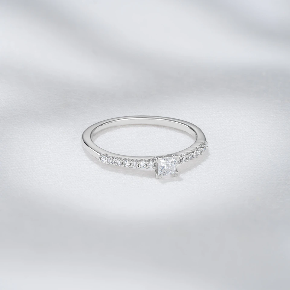 Princess Cut Lab Diamond Engagement Ring 0.25ct H/Si in 9K White Gold
