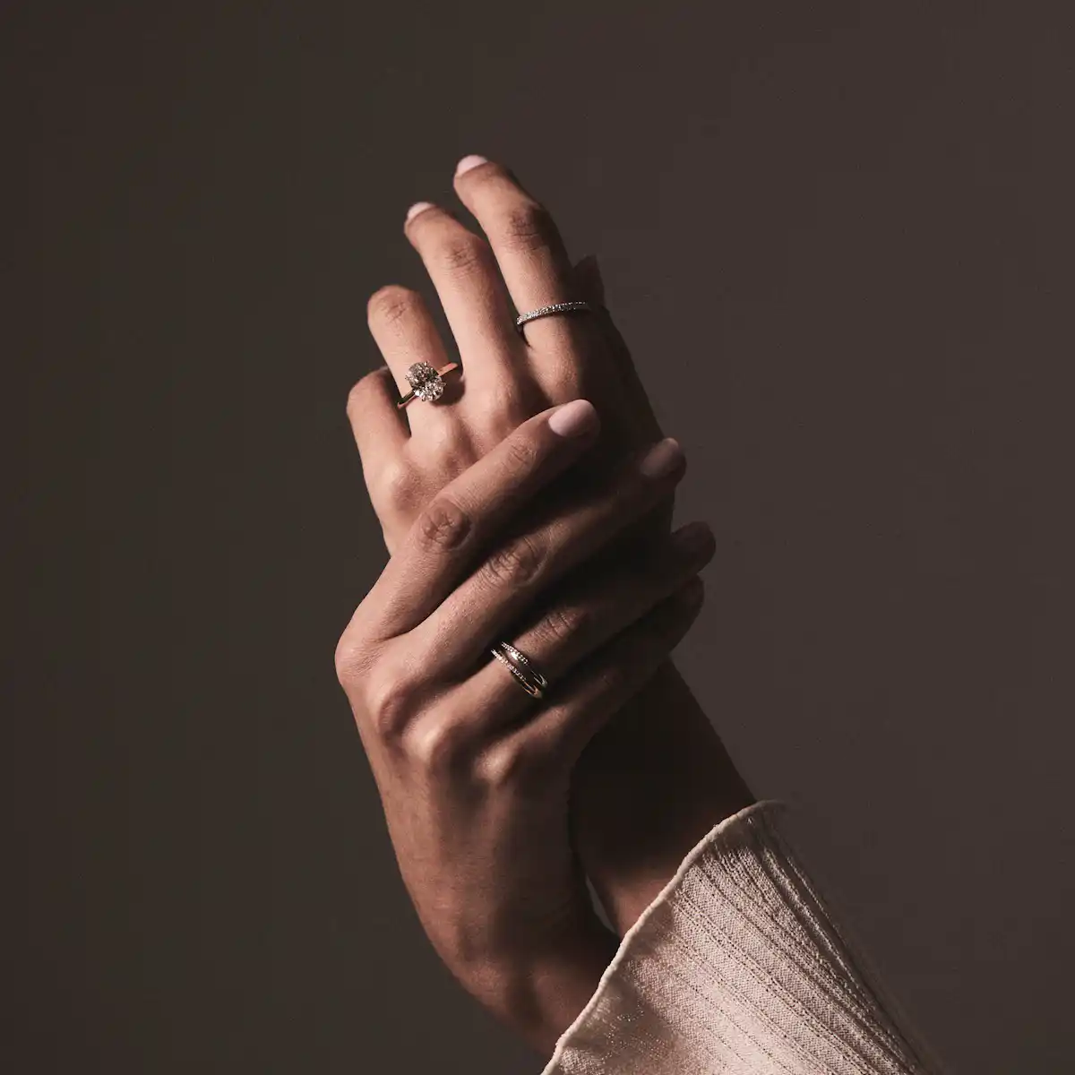 Lab Diamond Half Eternity Wave Ring 0.05ct in 925 Silver