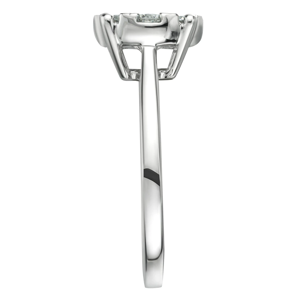 1 Carat Lab Diamond Cluster Solitaire Ring H/Si in 9K White Gold