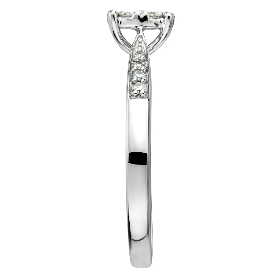 Lab Diamond Engagement Ring With Shoulders 0.25ct H/Si - 9K White Gold